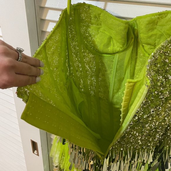 LIKE NEW Evening Gown statement couture neon green by Georges Hobeika - Picture 10 of 13